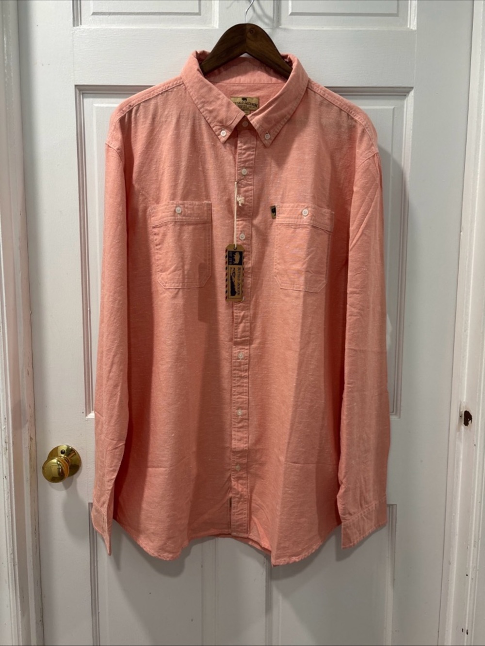 Buffalo Jackson Men’s Harbor Chambray Button Down Shirt Size XXL Peach New W Tag